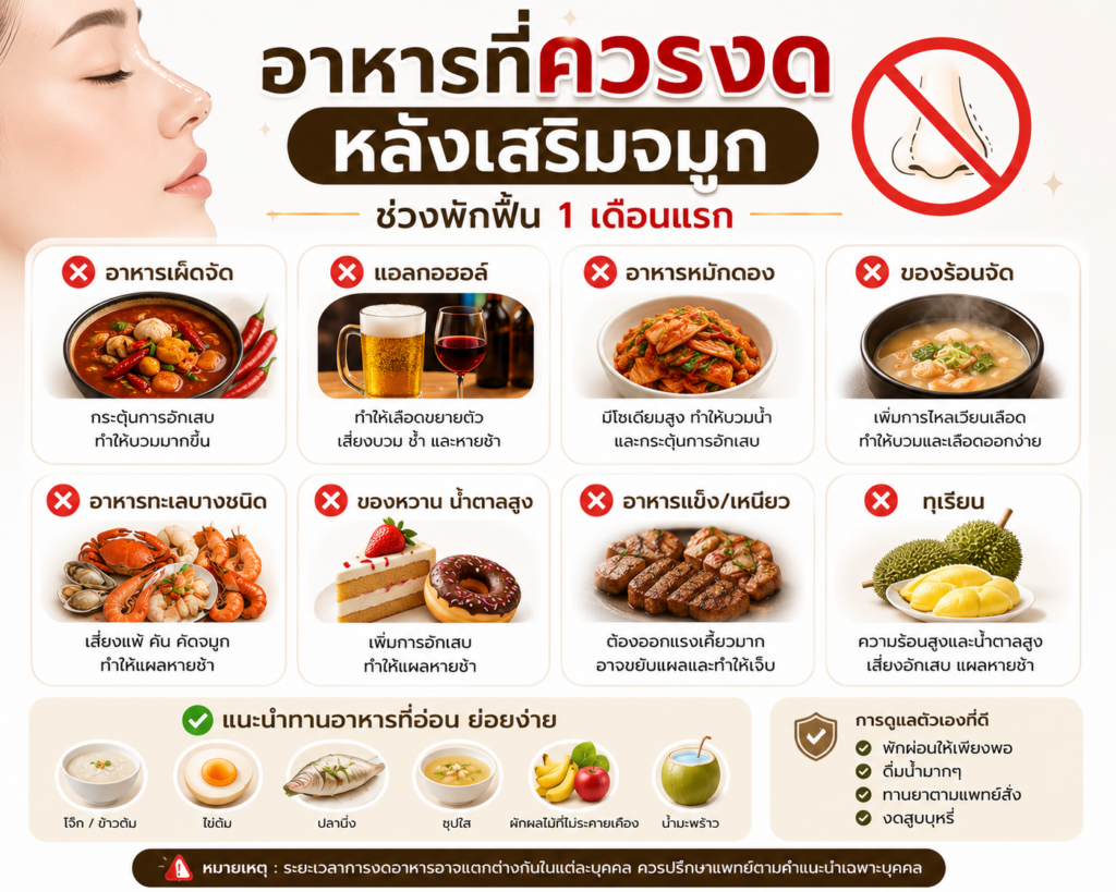 อาหารที่ควรงดหลังทำจมูก